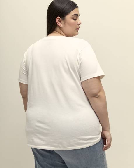 T-shirt blanc à manches courtes avec imprimé des meilleurs amis