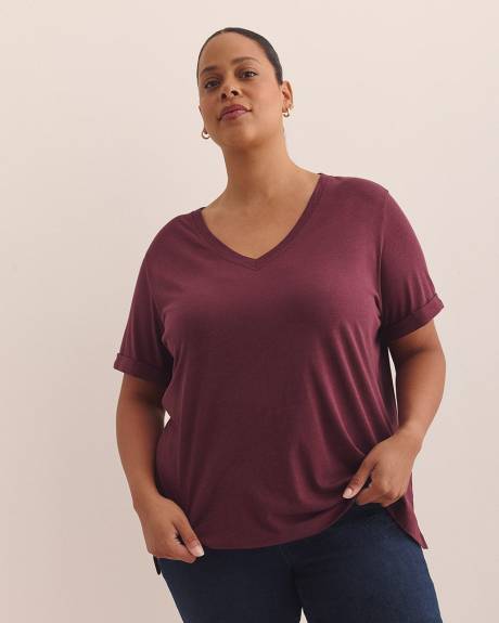 T-shirt col en V, coupe boyfriend - Essentiels PENN.