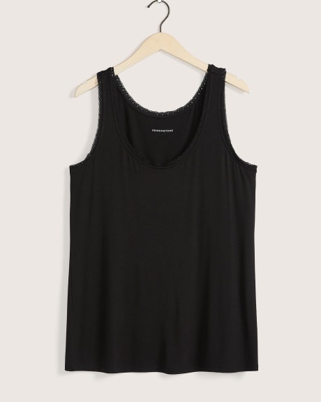 Responsible, Solid Tank Top with Lace Detailed Neckline