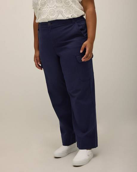 Blue Wide-Leg Casual Cargo Pant
