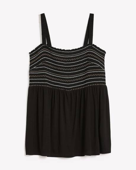 Haut noir avec bretelles spaghetti, tissu responsable