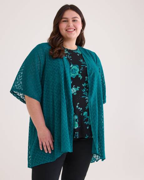Tunique kimono unie en jacquard tissé