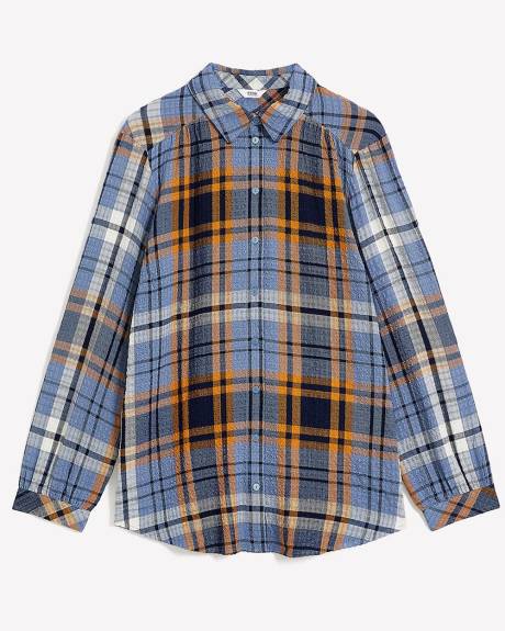 Plaid Buttoned-Down Tunic Shirt