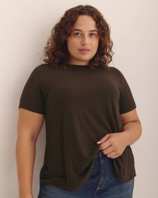 Ribbed Short-Sleeve Swing Top