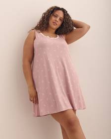 Pink Knit Cami Nightgown with Lace Neckline - ti Voglio