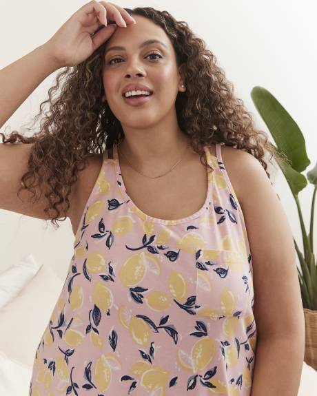 Lemon-Print Sleeveless Short Sleepshirt - ti Voglio