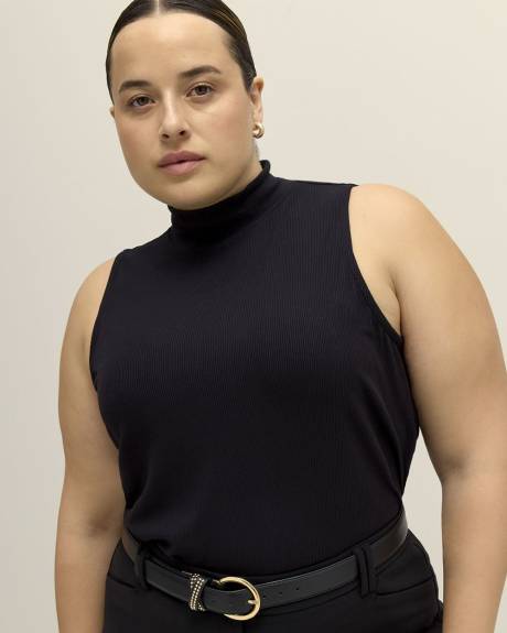 Modern-Fit Sleeveless Rib Mock-Neck Tee - PENN. Essentials