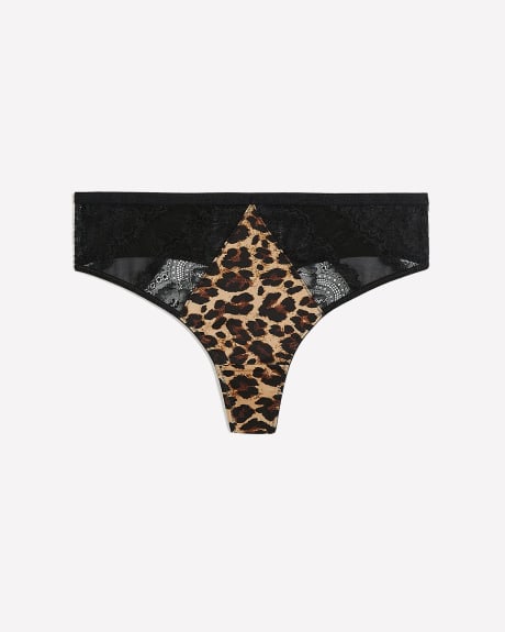 Sexy Microfibre Thong with Cheetah Print - Déesse Collection