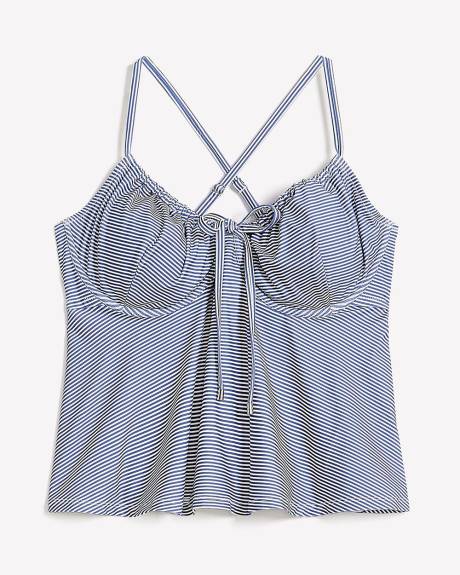Blue Striped Underwire Swing Tankini