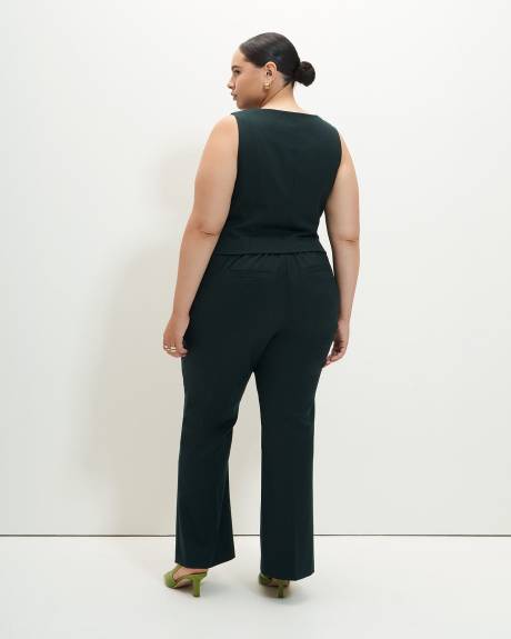 Buttoned Down Tailored Vest, Green - Addition Elle