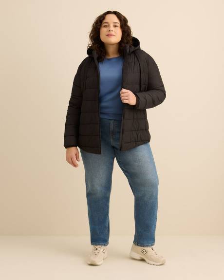 Manteau matelass&eacute; compressible avec capuche d&eacute;tachable