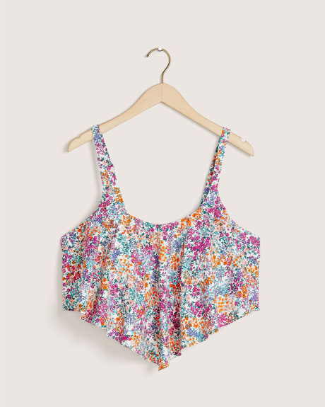 Ruffled Overlay Bikini Top with Floral Print
