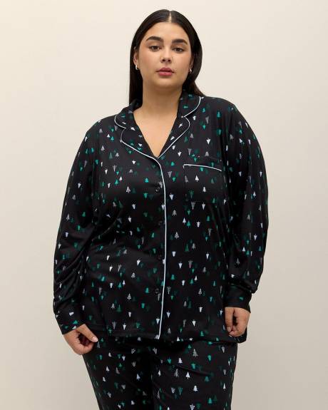 Brushed Pyjama Set with Pine Tree Print - ti Voglio
