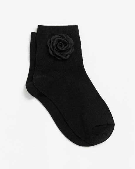 Ankle Socks with Satin Flower