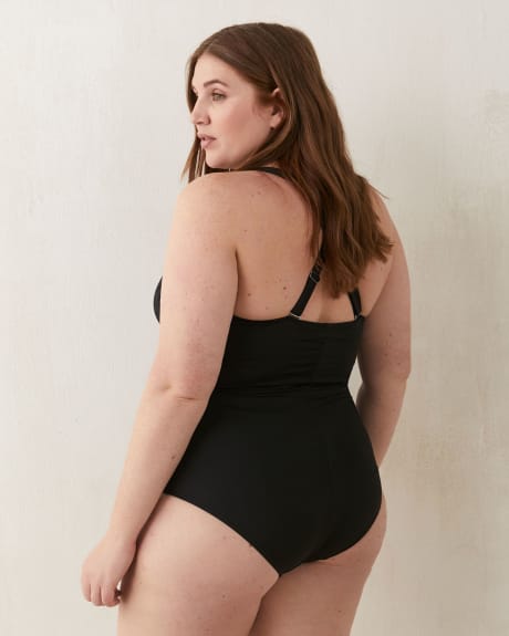 Maillot de bain une pièce à devant croisé, uni