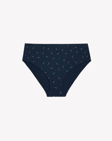 Dark Blue High-Cut Cotton Brief with Candy Cane Print - ti Voglio