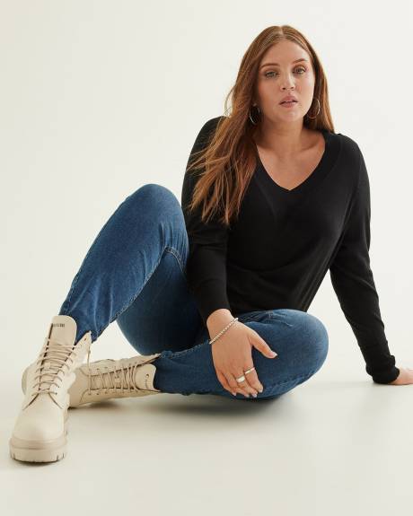 Fine Gauge Cotton Blend Sweater