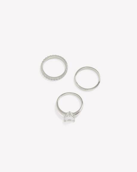 Cocktail Rings with Heart-Shaped Stone, Set of 3