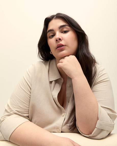 Linen Blend Buttoned-Down Shirt