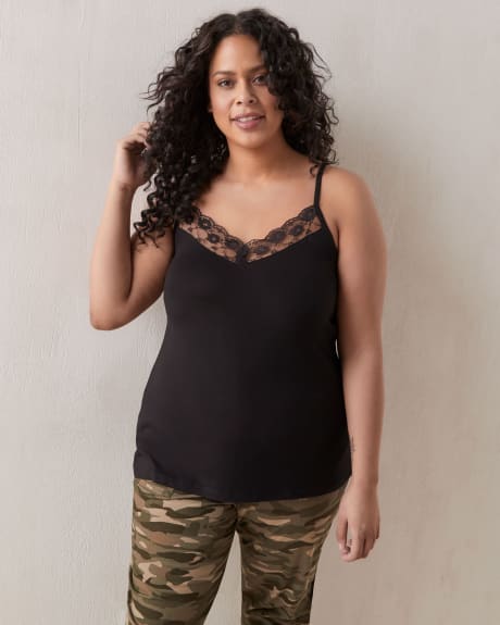 V-Neck Cami With Lace Detail - Addition Elle