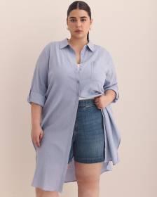 Cotton Buttoned Down Tunic Shirt
