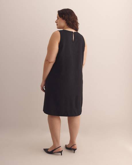 Linen Blend V-Neck A-Line Dress