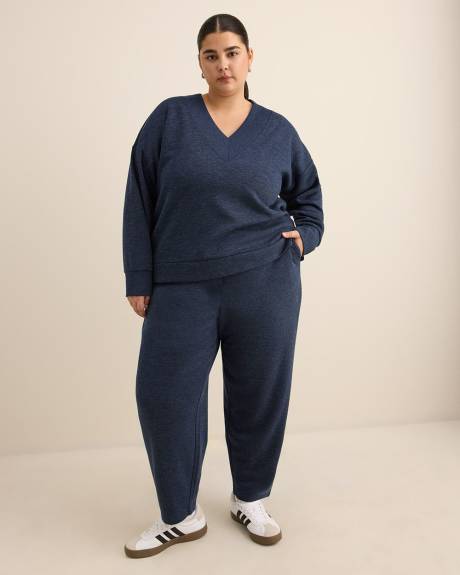 Pull-On Barrel-Leg Knit Pant