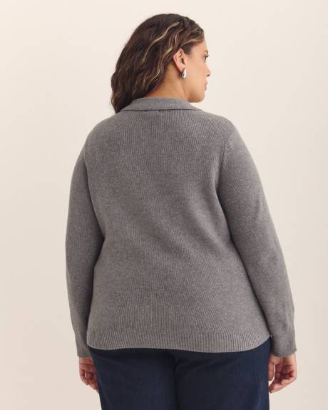 Responsible, Buttoned-Down Polo Sweater Cardigan