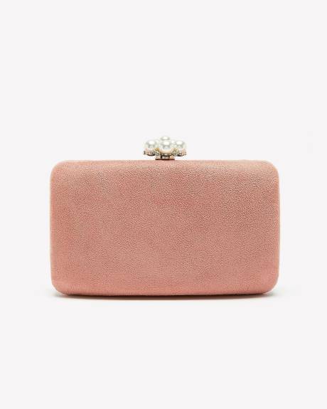 Pochette rigide rose avec fermoir à perles - Addition Elle