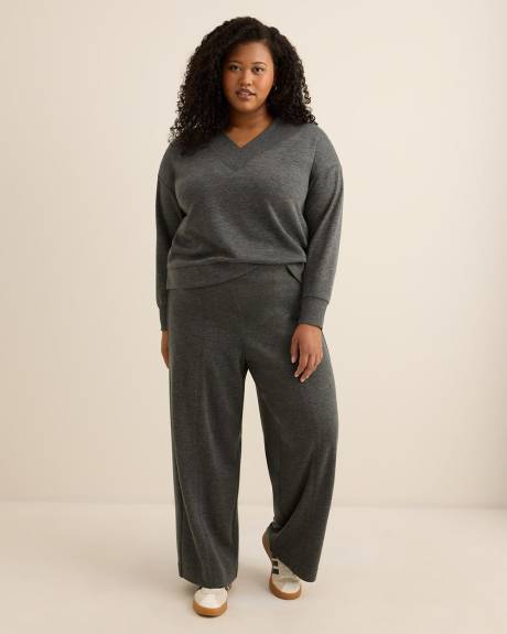 Pull-On Wide-Leg Knit Pant