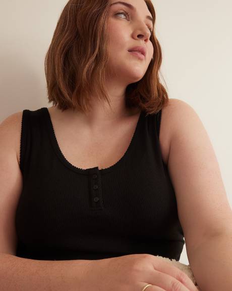 Ribbed Knit U-Neck Pyjama Tank Top - ti Voglio