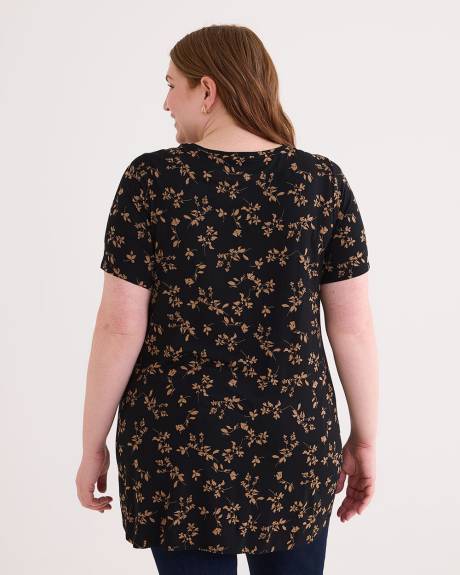 Responsible, Printed Modern Short-Sleeve Scoop Neck Tunic