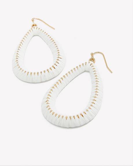 Boucles d'oreilles pendantes blanches en forme ovale pointu