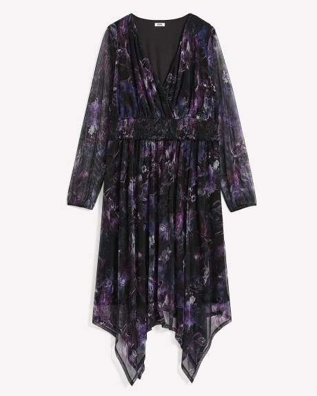 Robe longue cache-coeur en maille avec ourlet asymétrique
