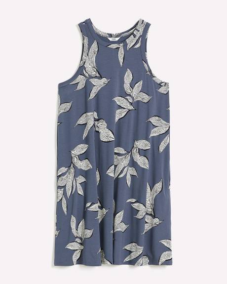 Robe évasée sans manches avec col rond, tissu responsable