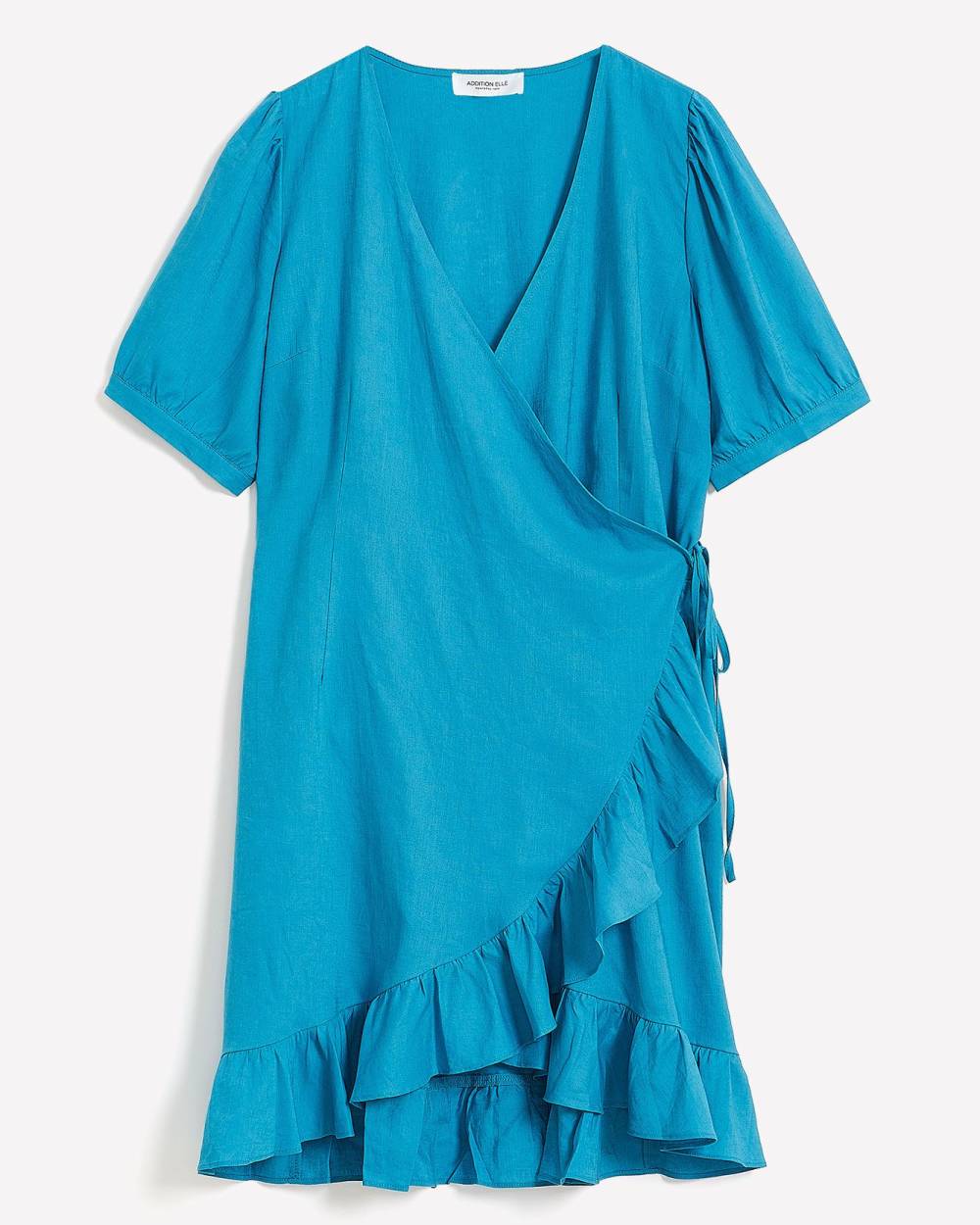 Ruffled Edge Wrap Dress Linen Blend Addition Elle Penningtons