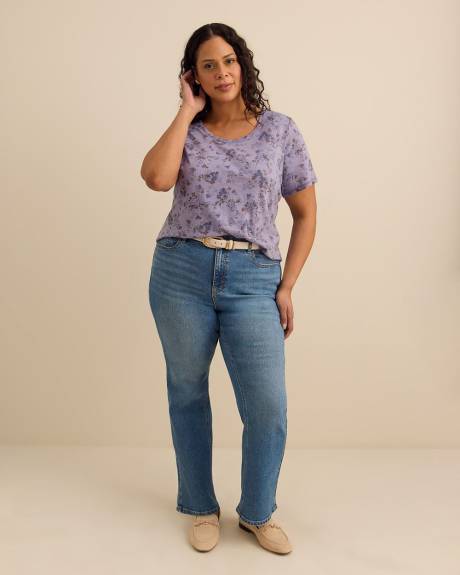 T-shirt imprim&eacute; &agrave; col rond, coupe curvy - Essentiels PENN.