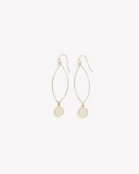 Marquise Hoop Earrings with Pendant Stone