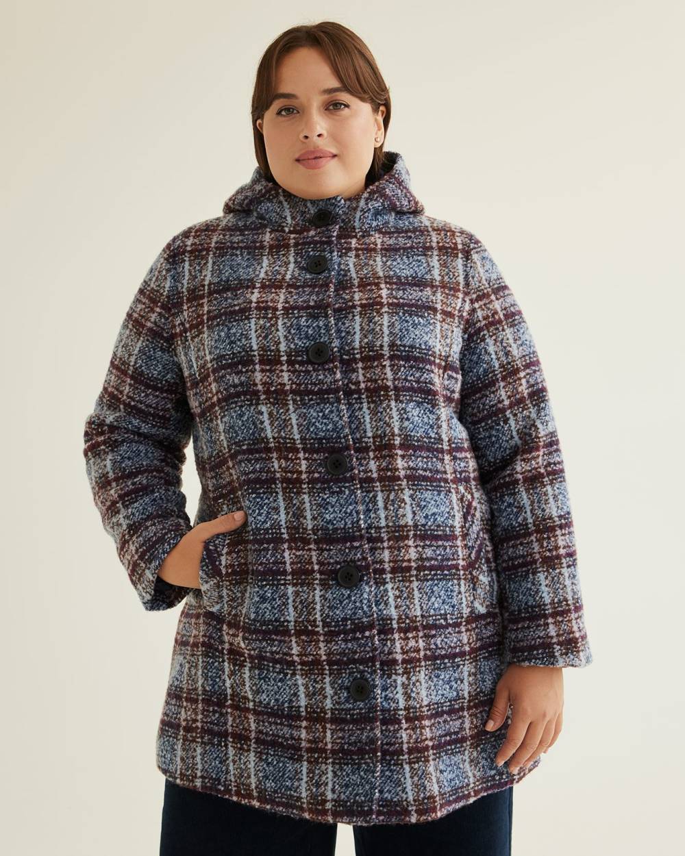 Responsible, Plaid Coat with Hood