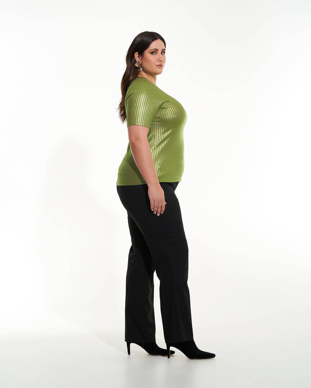 Ribbed ElbowSleeve Fitted Knit Top Addition Elle Penningtons