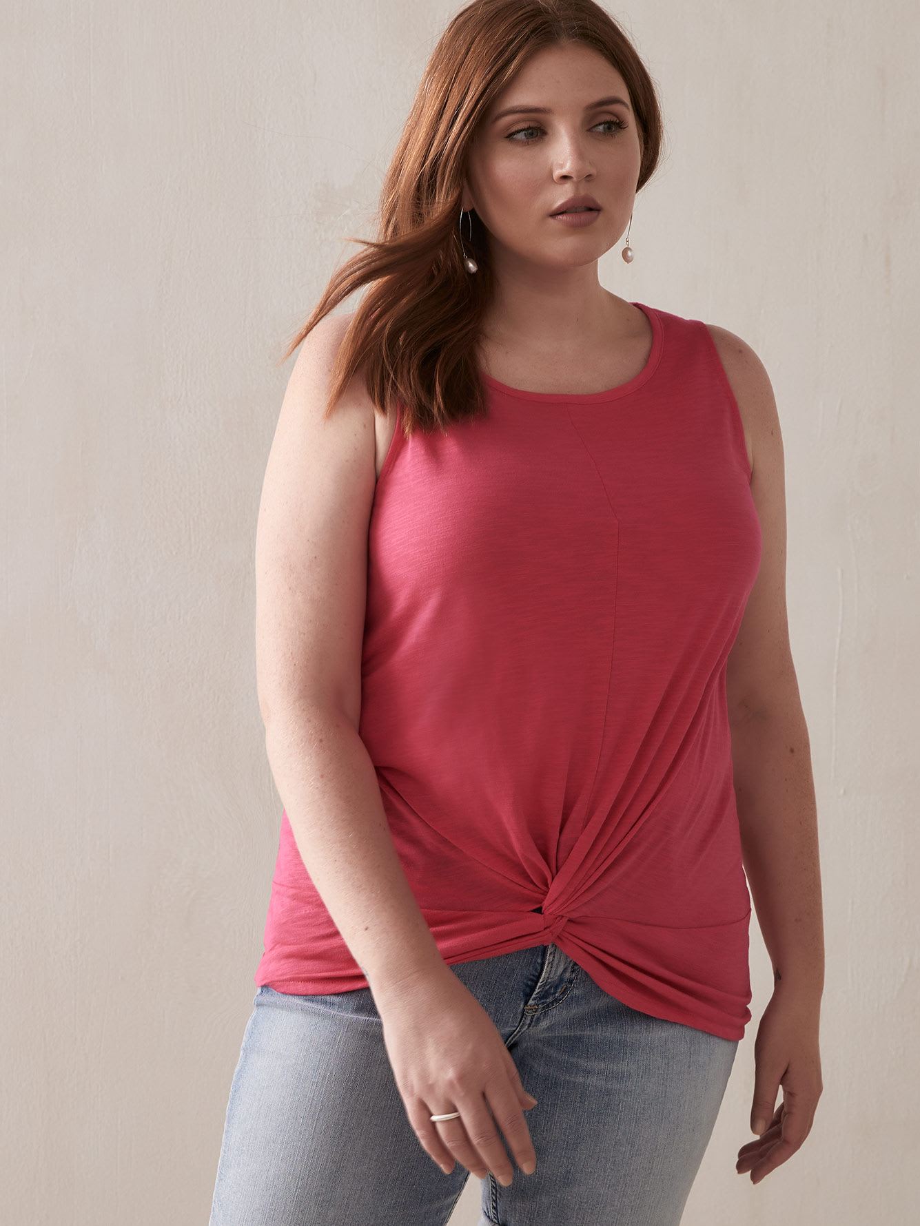 Boat Neck Tank Top with Twisted Front Penningtons