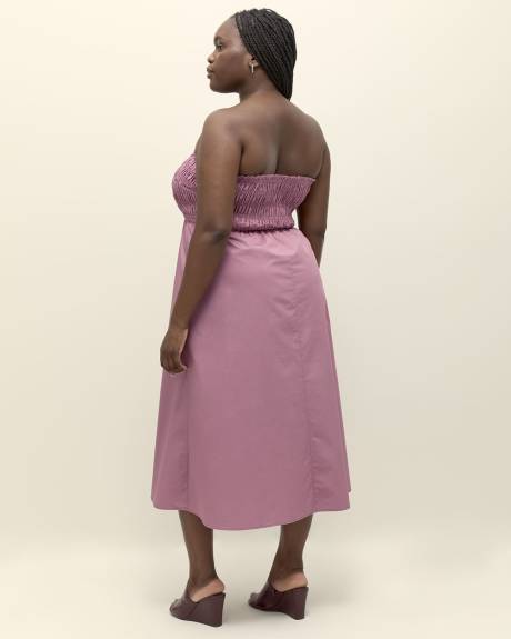 Poplin Smocked Midi Dress with Removable Straps