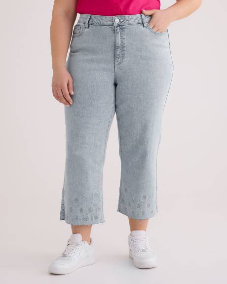 Jean écourté brodé à jambe droite, coupe 1948, tissu responsable - d/C JEANS