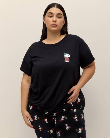 T-shirt de pyjama noir à manches courtes de Snoopy - ti Voglio