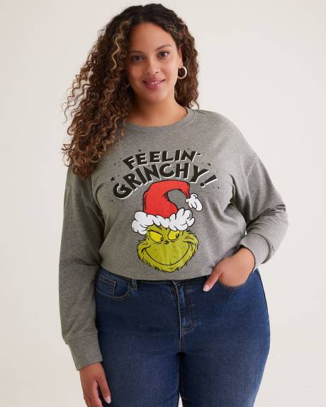 Pull à col rond avec imprimé du Grinch