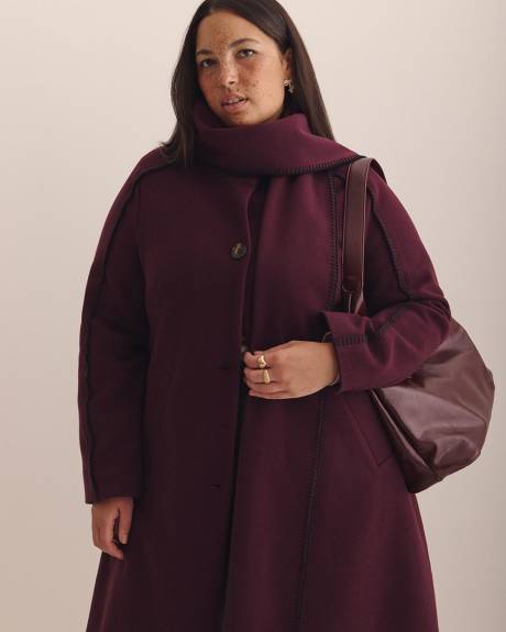 Blanket-Stitch Scarf Coat - Addition Elle