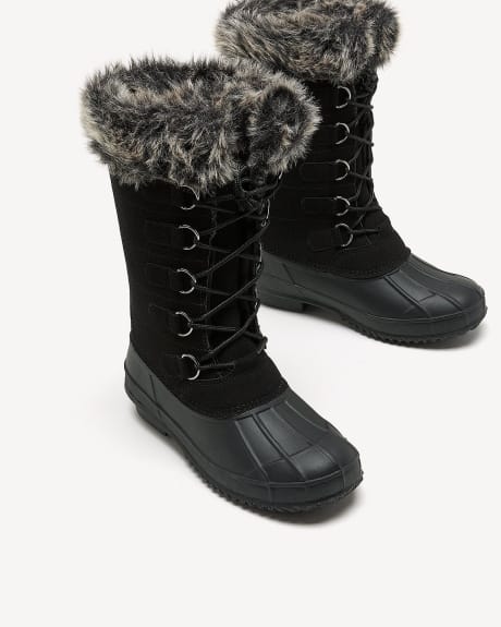 Extra Wide Width, Water-Resistant Winter Boot with Faux-Fur Trim