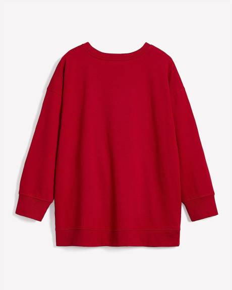 Red Crewneck Sweatshirt with Holiday Coca-Cola Print