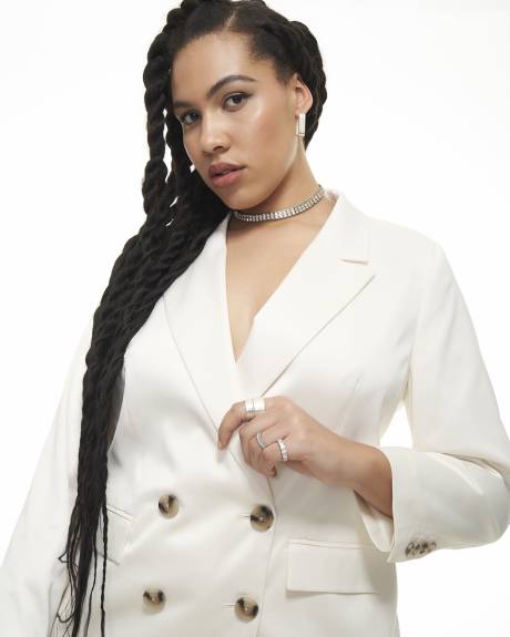 White Double-Breasted Blazer - Addition Elle