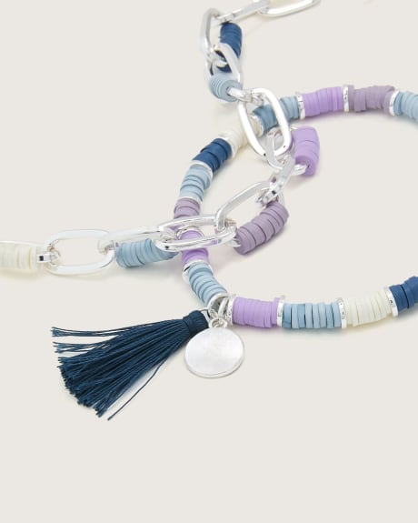 Colourful Bead Bracelets, Set of 2